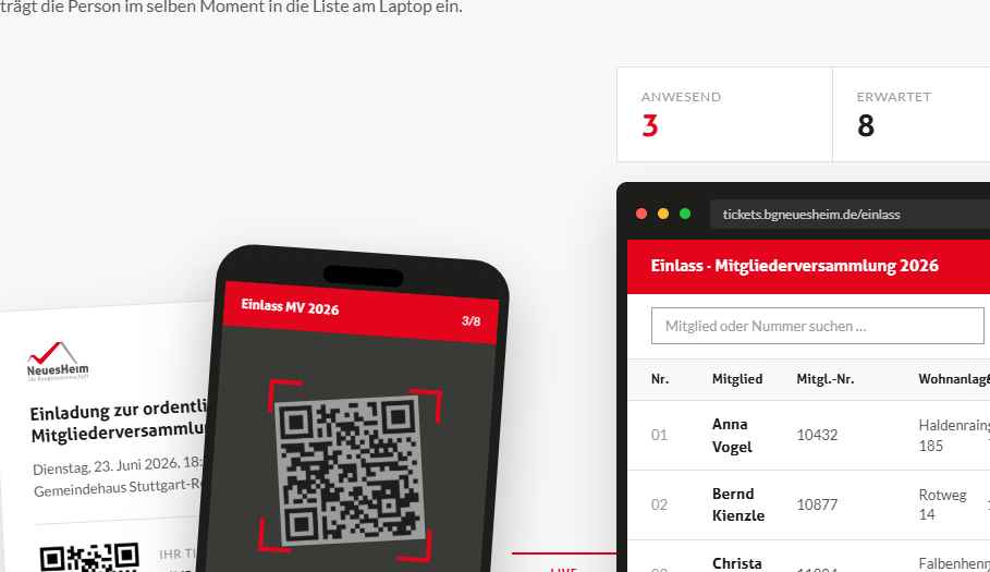 Vorschau der Ticket-App